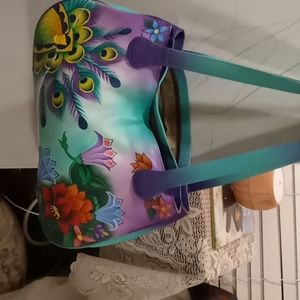 Hand painted custom leather purse